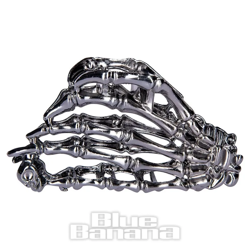 Blue Banana Claw Skeleton Hand Hair Clip (Black)