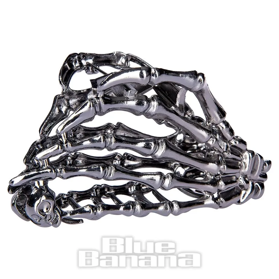 Blue Banana Claw Skeleton Hand Hair Clip (Black)