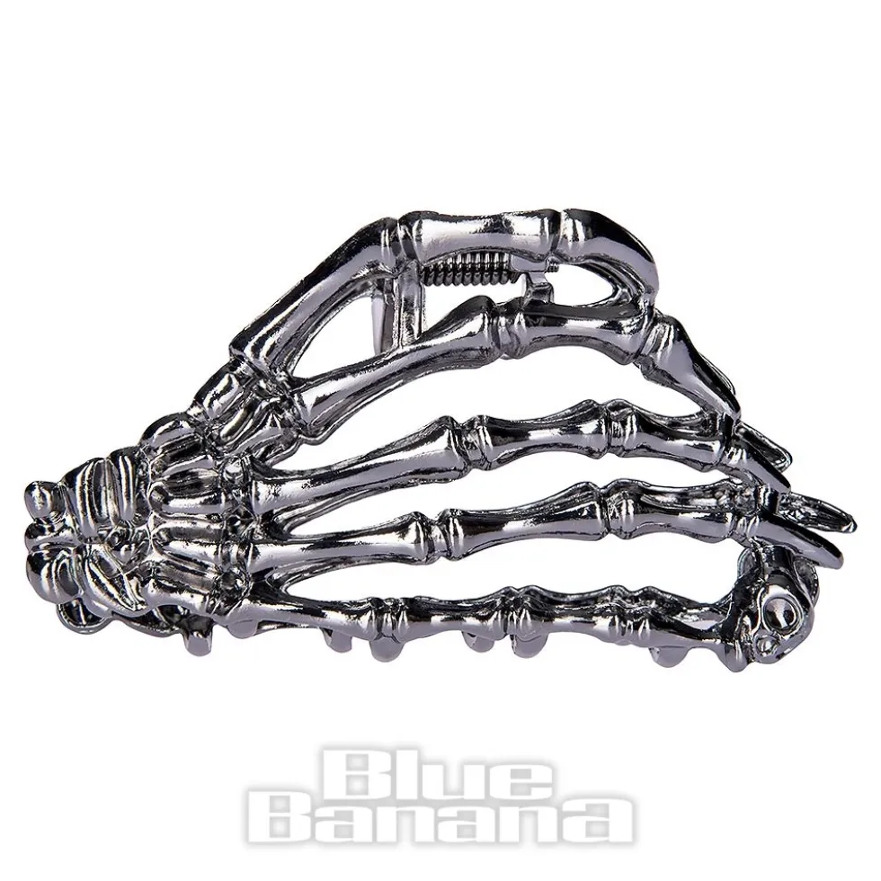 Blue Banana Claw Skeleton Hand Hair Clip (Black)