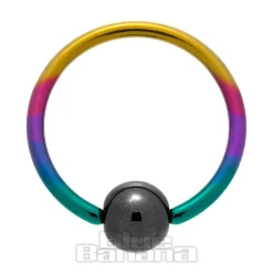 Blue Banana Coloured Titanium 1.6mm BCR (Rainbow/Black)