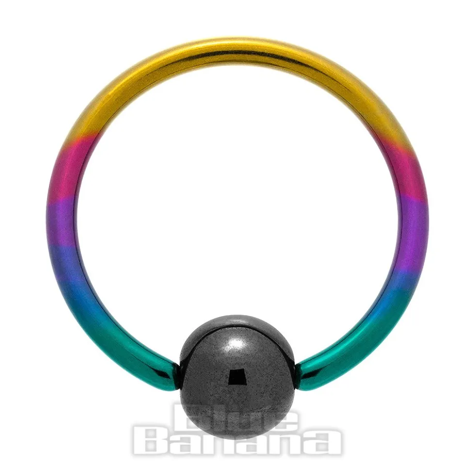 Blue Banana Coloured Titanium 1.6mm BCR (Rainbow/Black)