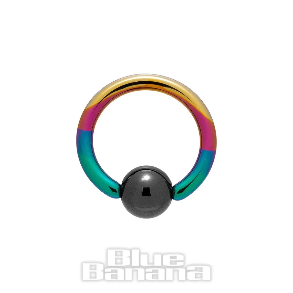 Blue Banana Coloured Titanium 1.6mm BCR (Rainbow/Black)