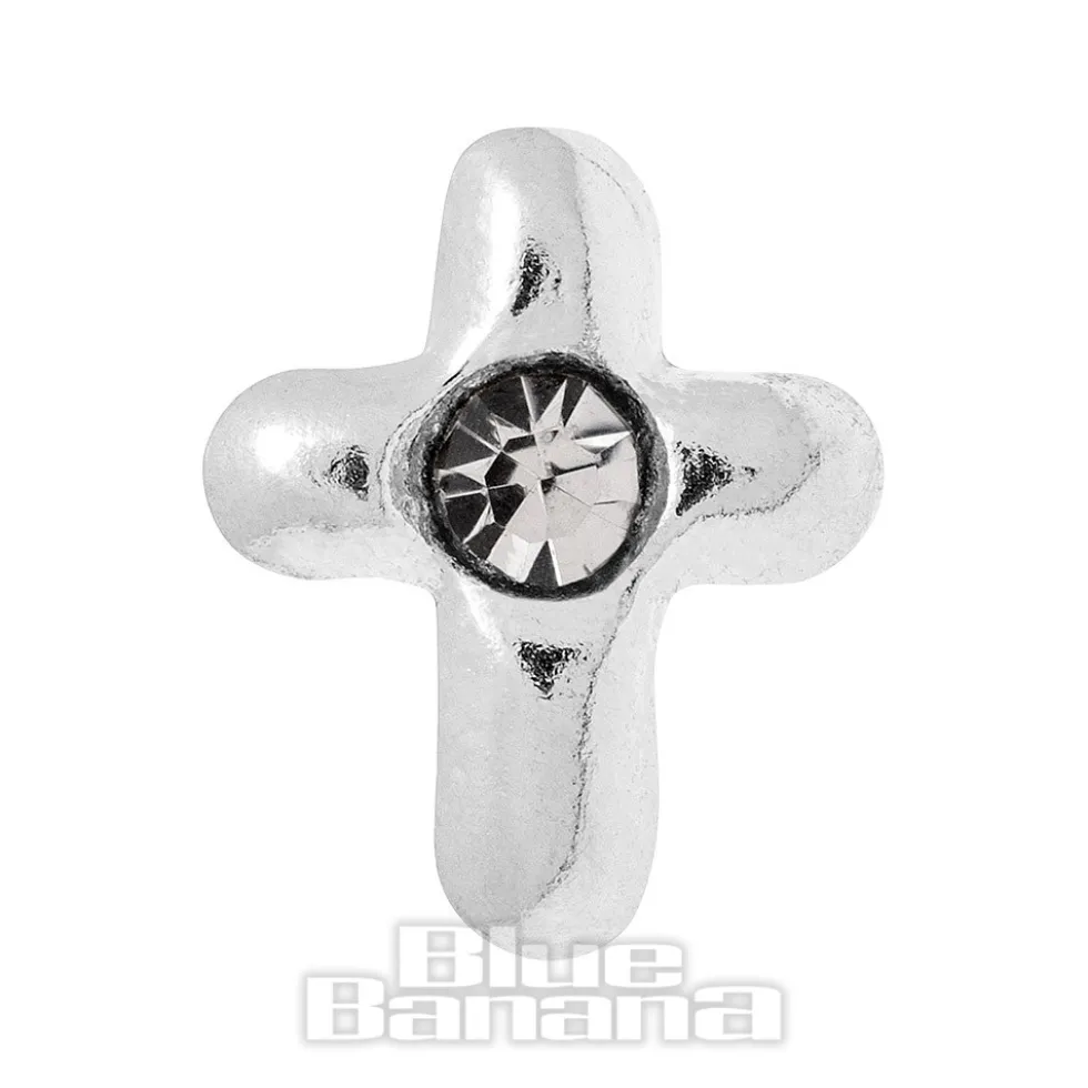 Blue Banana Cross Bioflex 1.2mm Tragus Stud (Clear/Silver)