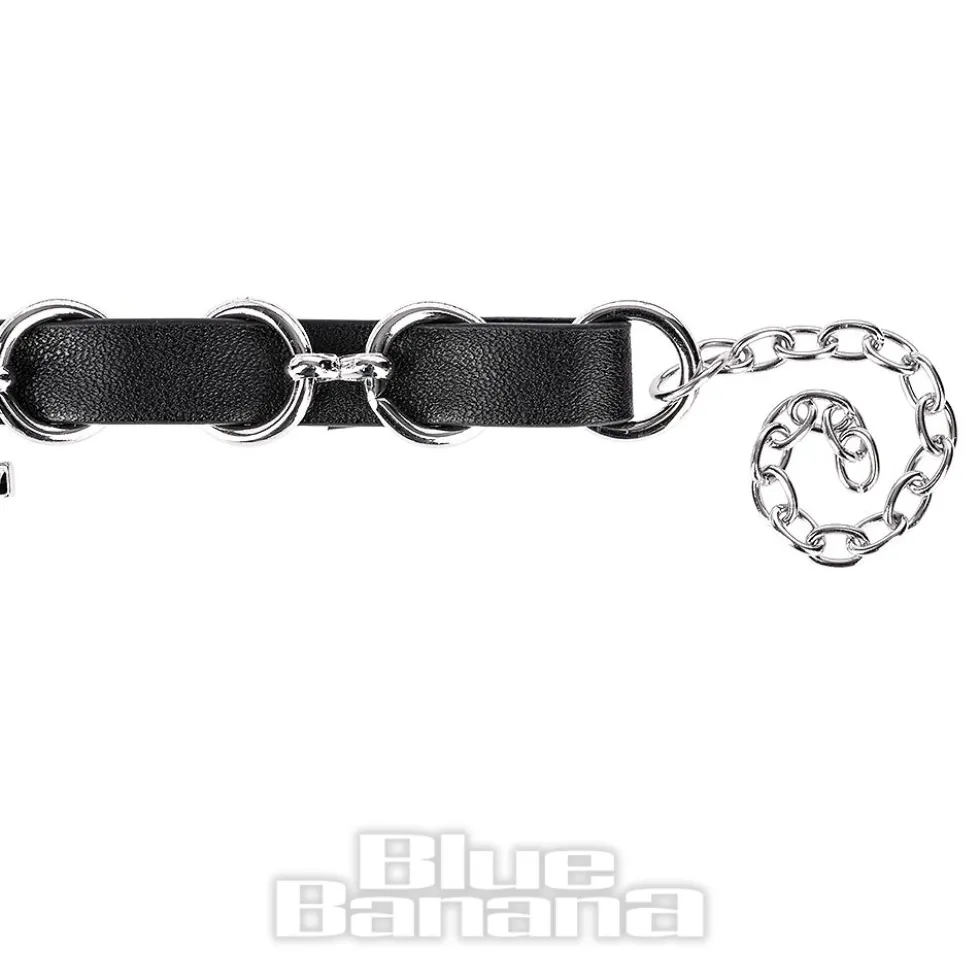 Blue Banana Crosses & Spiders Choker (Black/Siver)