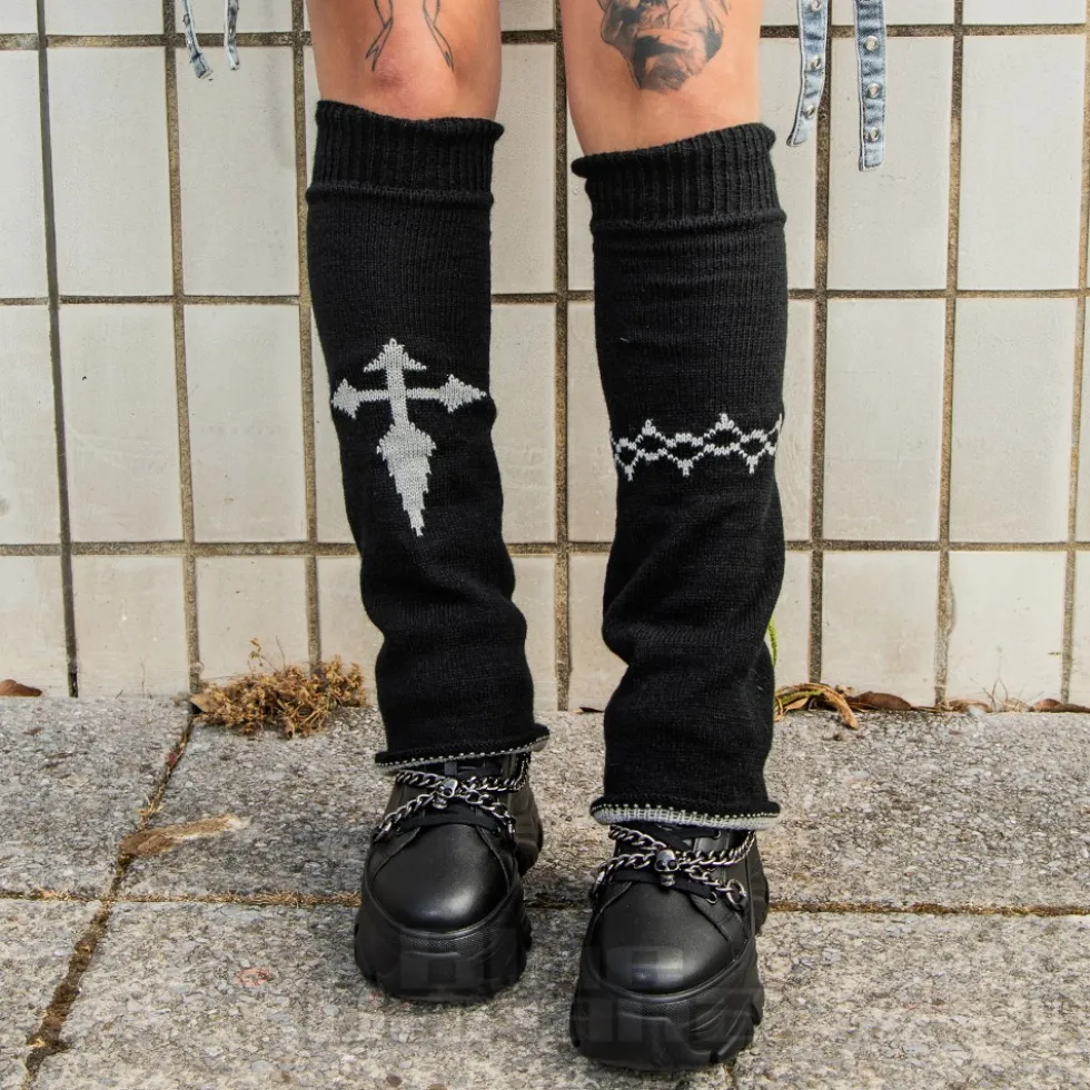 Blue Banana Cross Legwarmers (Grey)