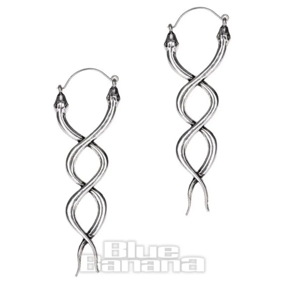 Blue Banana Cross Snakes Plug Hoops (Silver)
