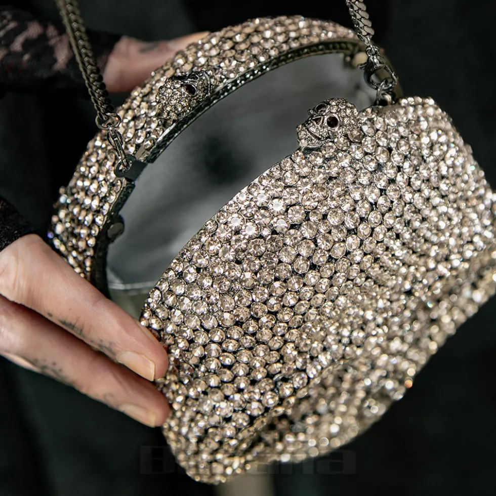 Blue Banana Crystal Skull Bag (Silver)