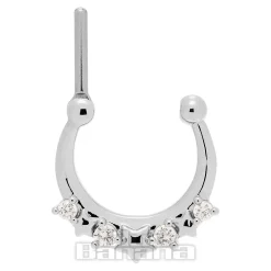 Blue Banana Crystal Star Surgical Steel Hinged Segment Ring (Silver)