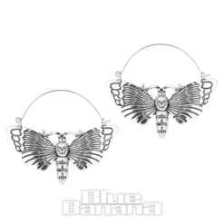 Blue Banana Deathmoth Stainless Steel Plughoop Skull (Silver)