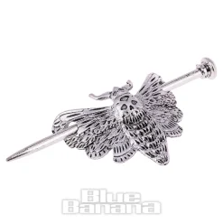 Blue Banana Death'S Head Moth Hair Pin (Silver)