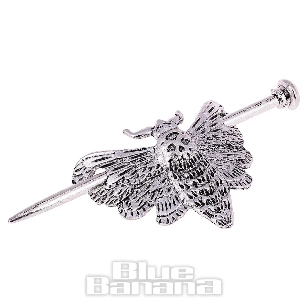 Blue Banana Death'S Head Moth Hair Pin (Silver)