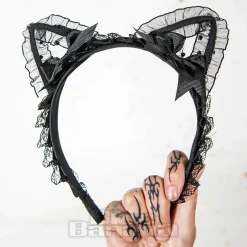Blue Banana Ears & Bow Wide Headband (Black)