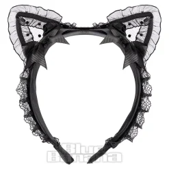 Blue Banana Ears & Bow Wide Headband (Black)