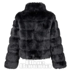 Blue Banana Faux Fur Zip Jacket (Black)