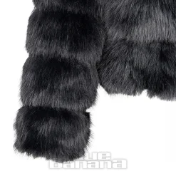Blue Banana Faux Fur Zip Jacket (Black)