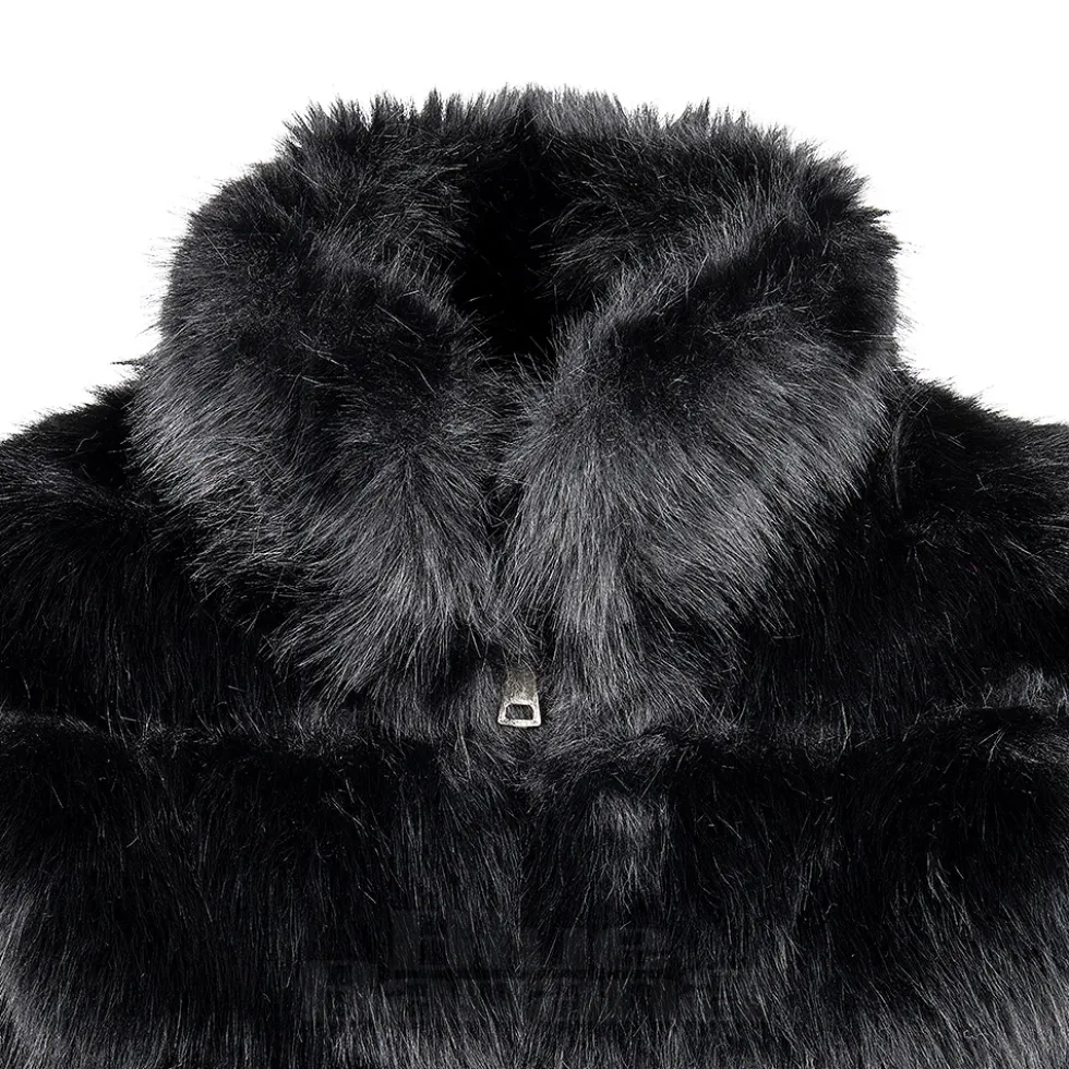 Blue Banana Faux Fur Zip Jacket (Black)