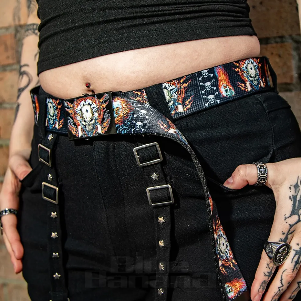 Blue Banana Fire Skull Belt (Black)