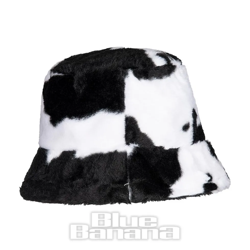 Blue Banana Fluffy Bucket Hat (Cow)