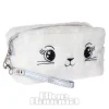 Blue Banana Fluffy Cat Makeup Bag (White)