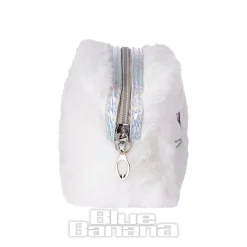 Blue Banana Fluffy Cat Makeup Bag (White)