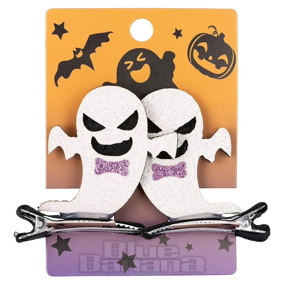 Blue Banana Ghosts Hair Clip (White)