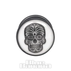 Blue Banana Glow In The Dark Sugar Skull Plug (White)