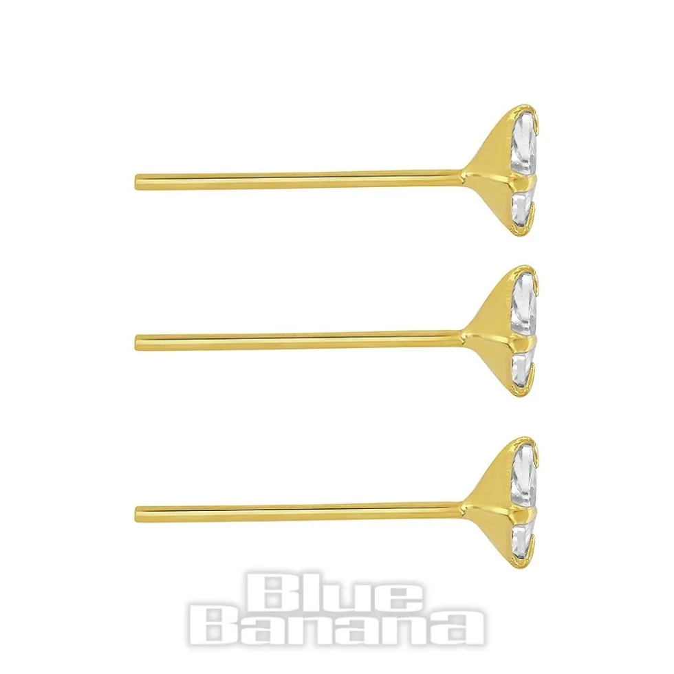 Blue Banana Gold 3mm Triangle Nose Studs (3 Pack)