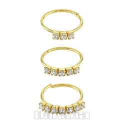 Blue Banana Gold 3/5/7 Square Stone Set Nose Rings (Gold)