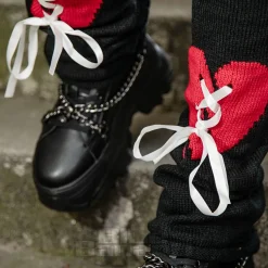 Blue Banana Heart Legwarmers (Black/Red)