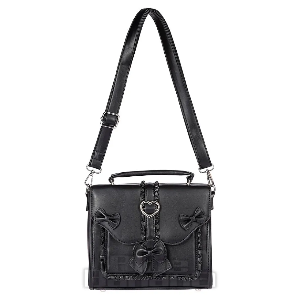 Blue Banana Hearts & Bow Handbag (Black)