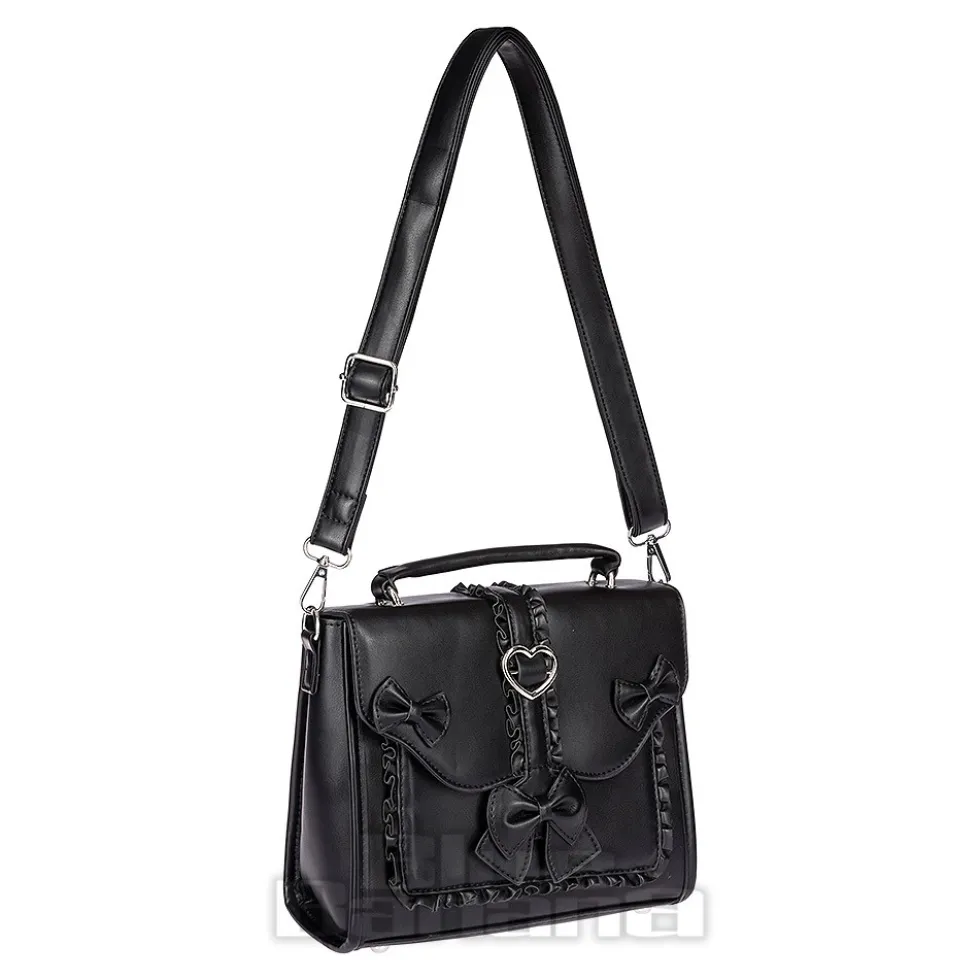 Blue Banana Hearts & Bow Handbag (Black)