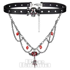 Blue Banana Heart & Skull Chain Choker (Black/Silver)