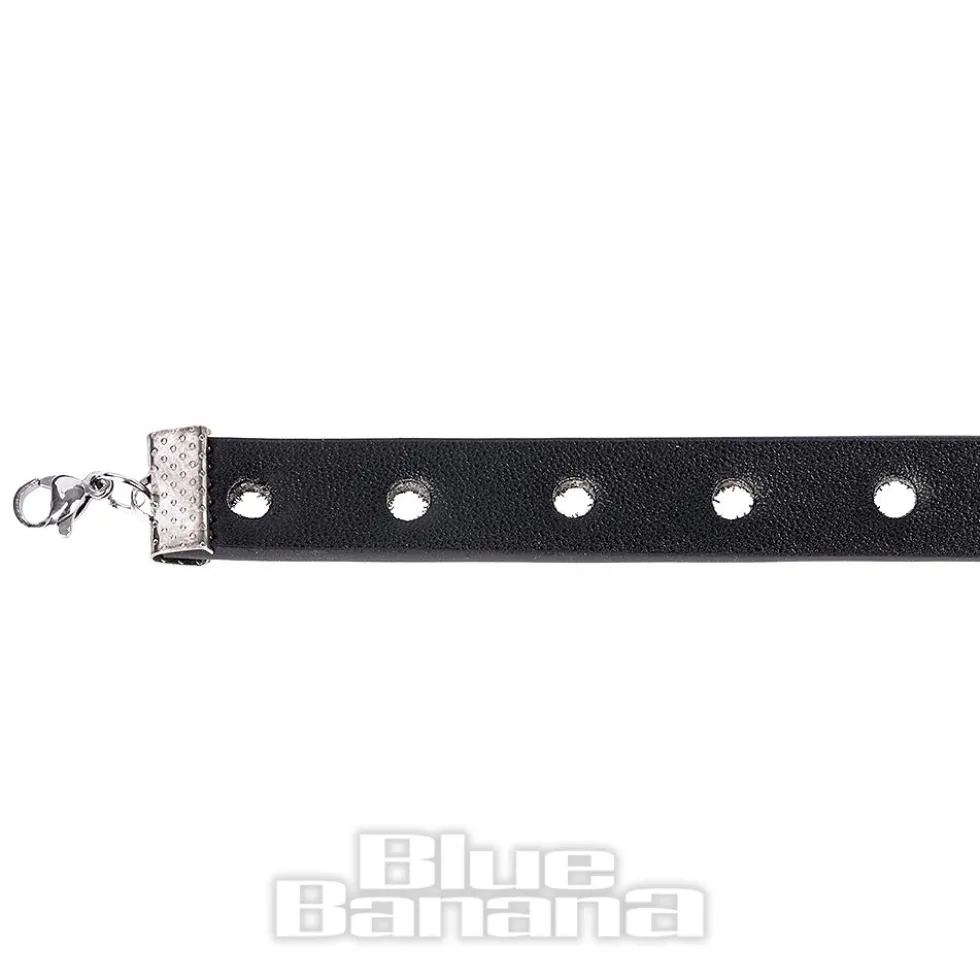 Blue Banana Heart & Skull Chain Choker (Black/Silver)