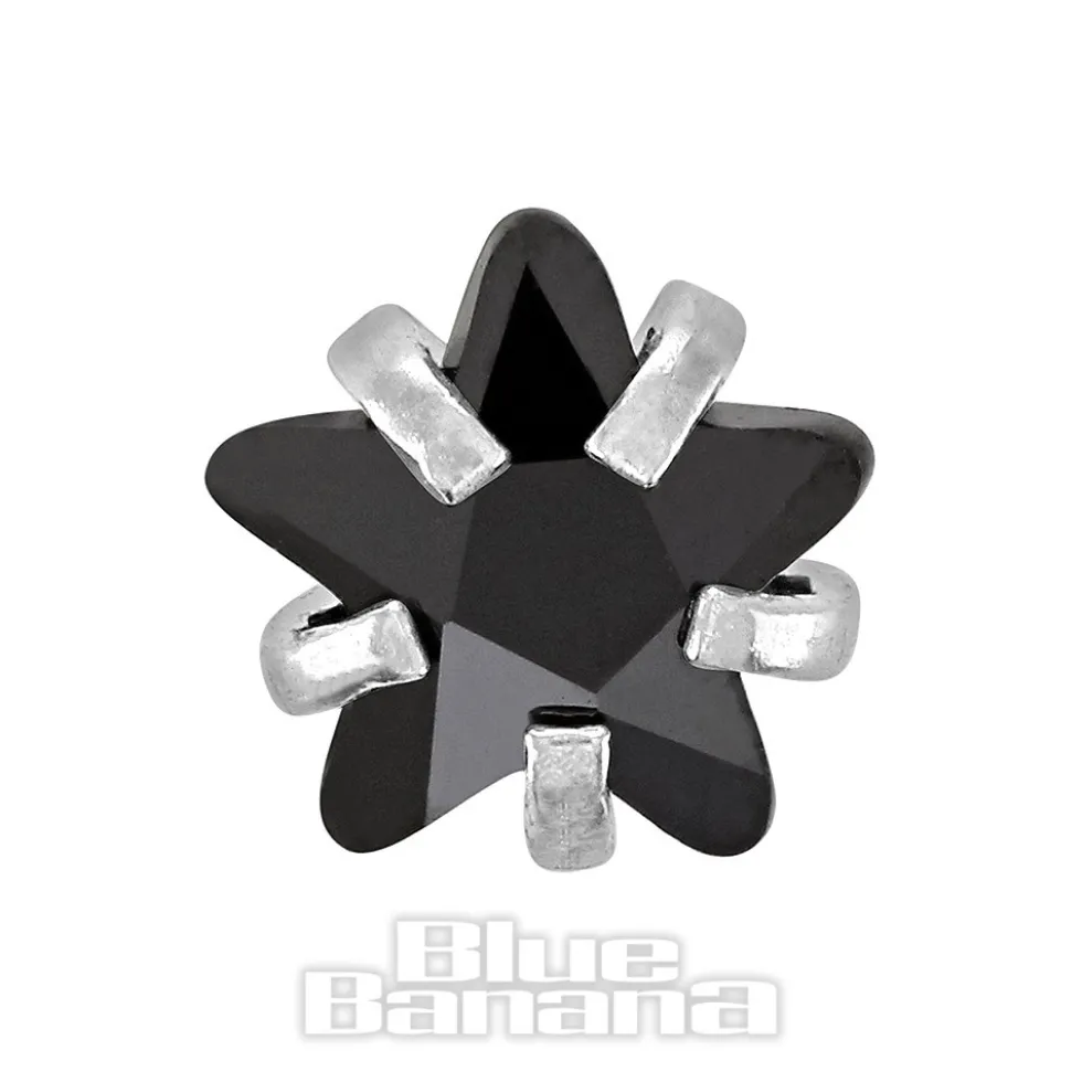 Blue Banana Jewel Star 1.2 x 6mm Tragus Bar (Black)