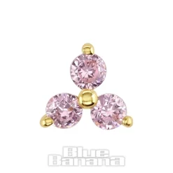 Blue Banana 14K Gold Cubic Zirconia Triangle Threadless Top (Pink)