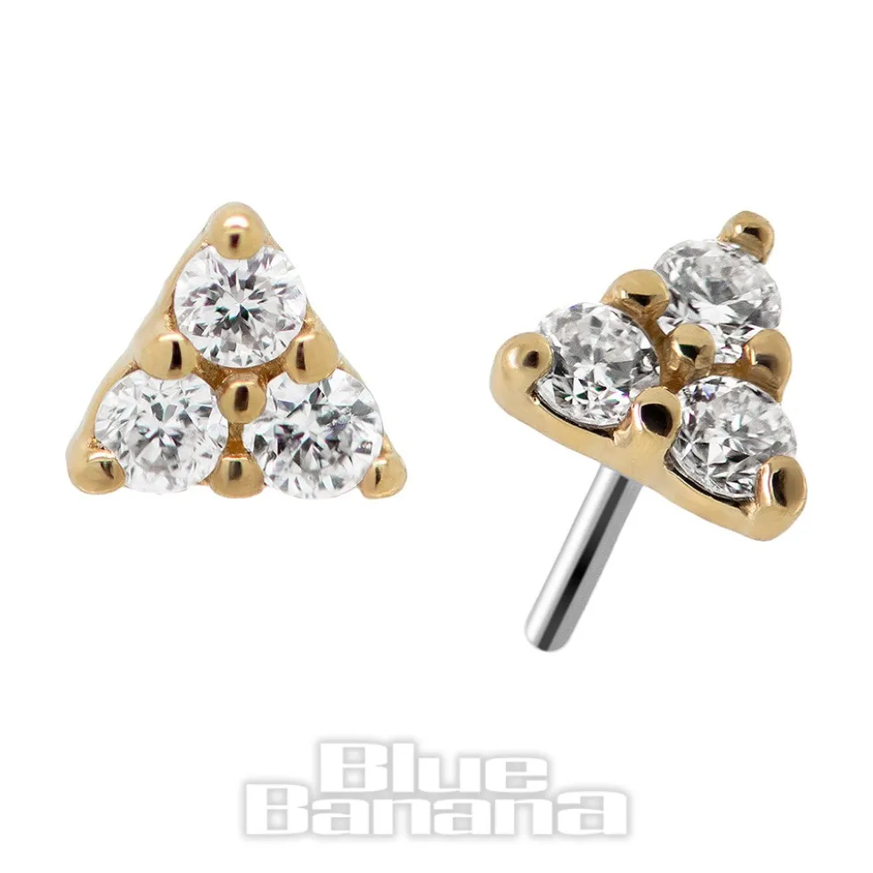 Blue Banana 18K Gold Lab Diamond Trio 3mm Threadless Top (Gold)