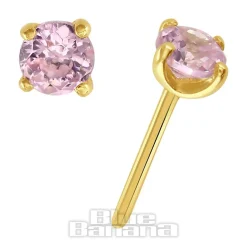 Blue Banana 14K Gold 2mm Cubic Zirconia Threadless Top (Pink)
