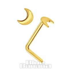 Blue Banana 14K Gold Moon Nose Stud (Gold)