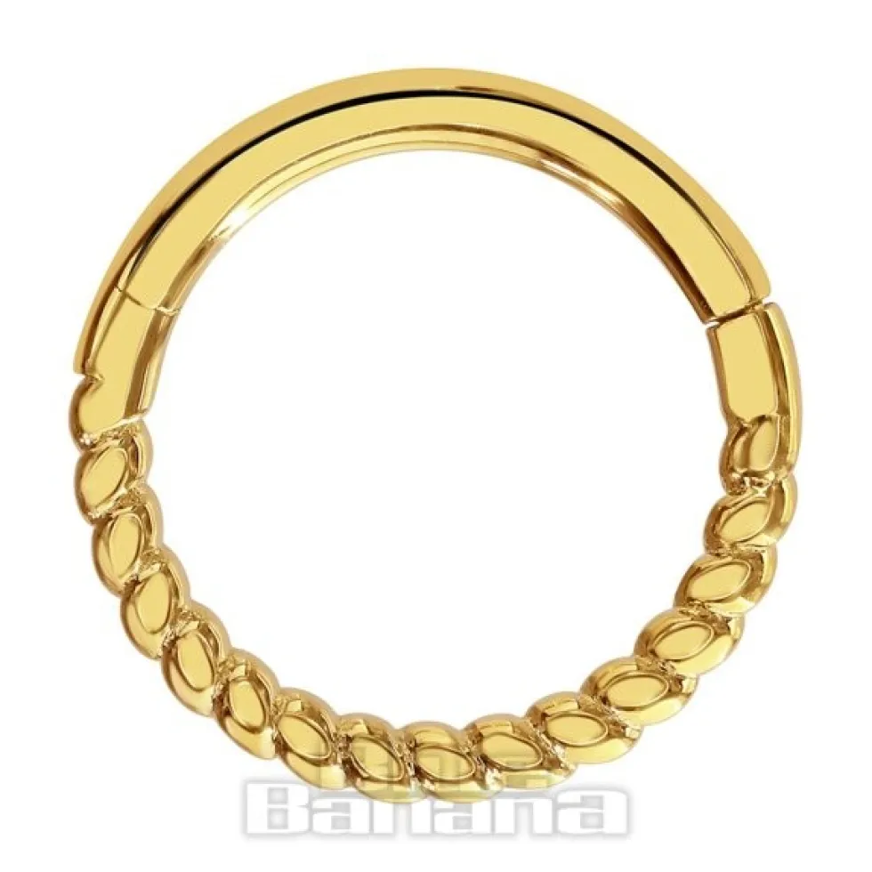 Blue Banana 14K Gold 1.2 x 8mm Twisted Hinged Segment Ring (Gold)