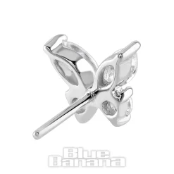 Blue Banana 14K White Gold Cubic Zirconia Butterfly Threadless Top (White Gold)