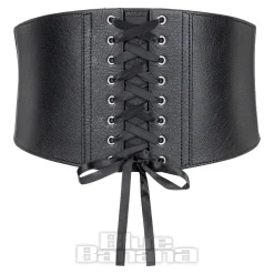 Blue Banana Laces Wide Waist Belt (Black)
