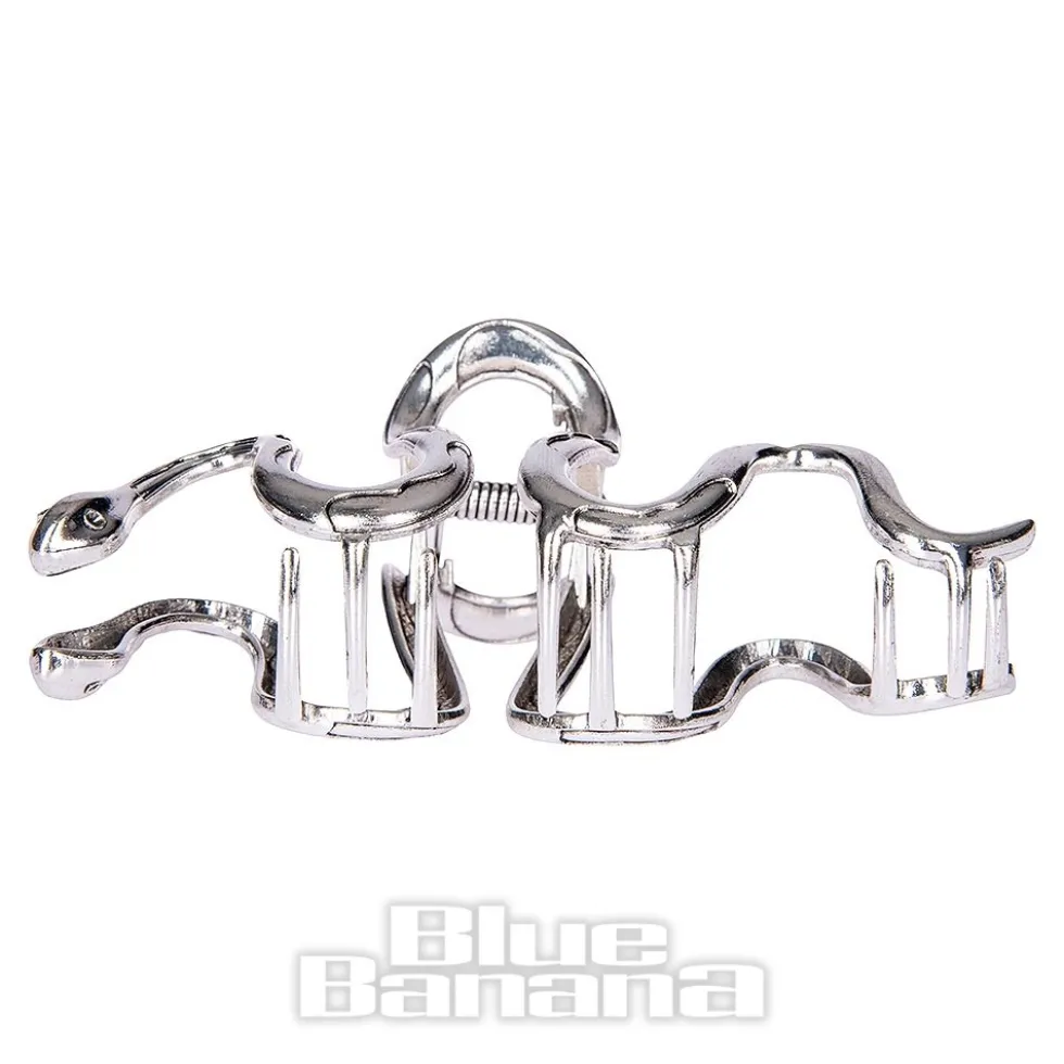 Blue Banana Large Snake Hair Clip (Silver)
