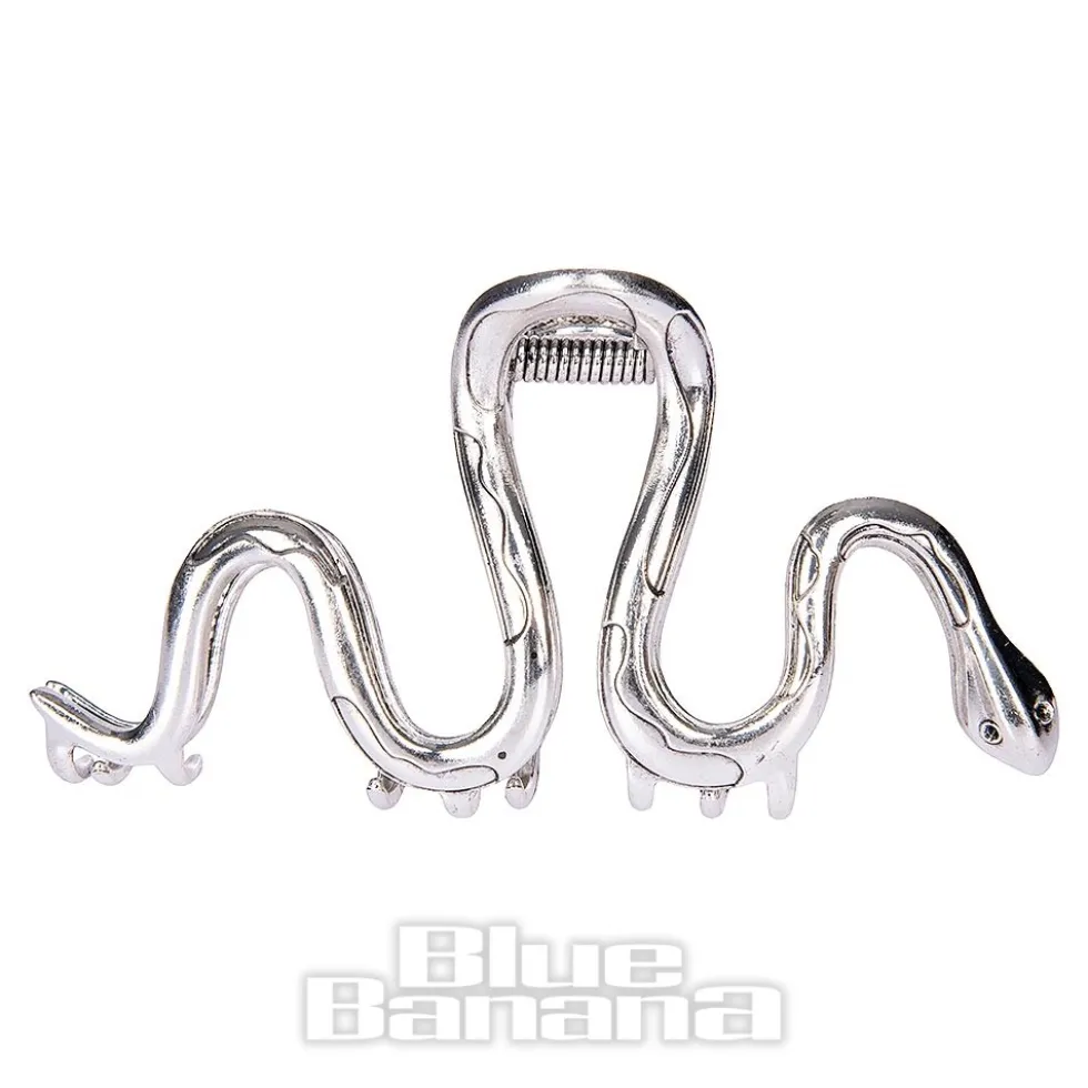 Blue Banana Large Snake Hair Clip (Silver)