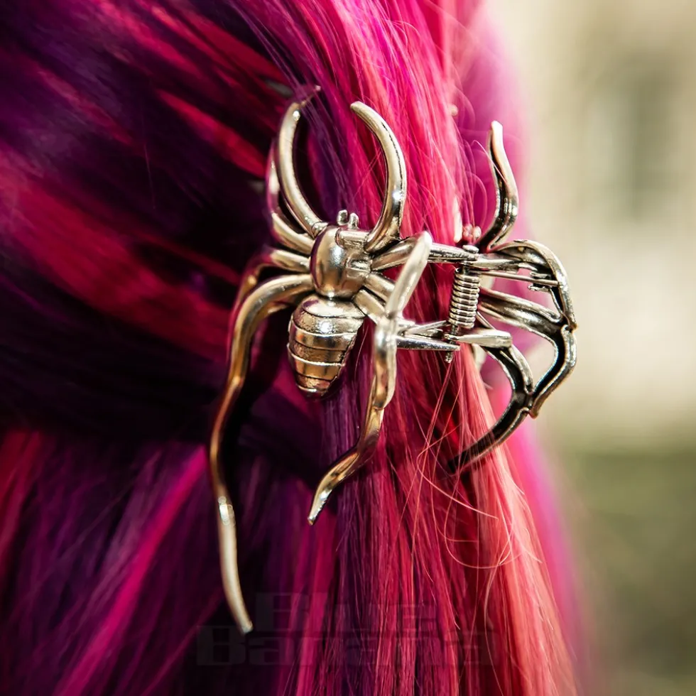 Blue Banana Large Spider Hair Clip (Silver)