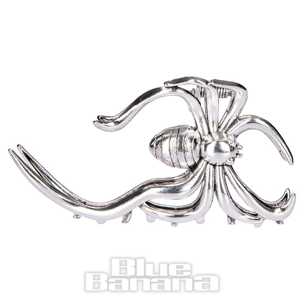 Blue Banana Large Spider Hair Clip (Silver)