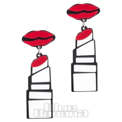 Blue Banana Lipstick Earrings (Red/White/Black)