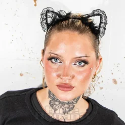 Blue Banana Little Lace Ears Headband (Black)