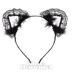 Blue Banana Little Lace Ears Headband (Black)