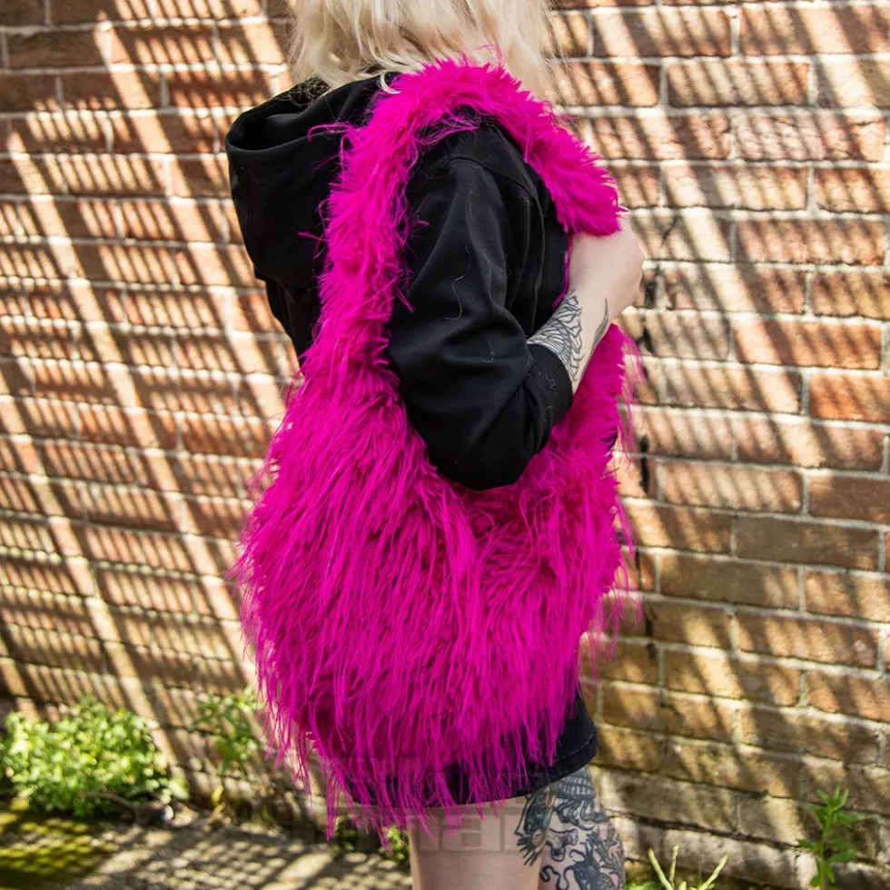Blue Banana Long Fur Bag (Hot Pink)