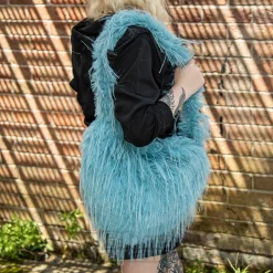 Blue Banana Long Fur Bag (Turquoise)